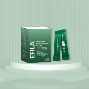 EFILA Longevity Cell Booster Jelly on a light green display stand
